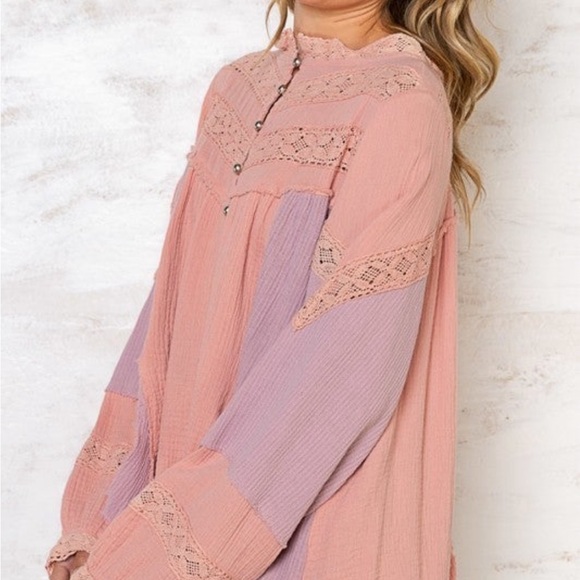 POL beautiful rose mauve and purple button down shirt - Picture 4 of 6